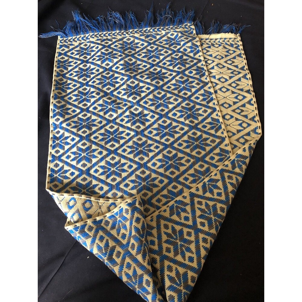 Native American, embroidered blue and Beige ￼Table Runner 17x66”